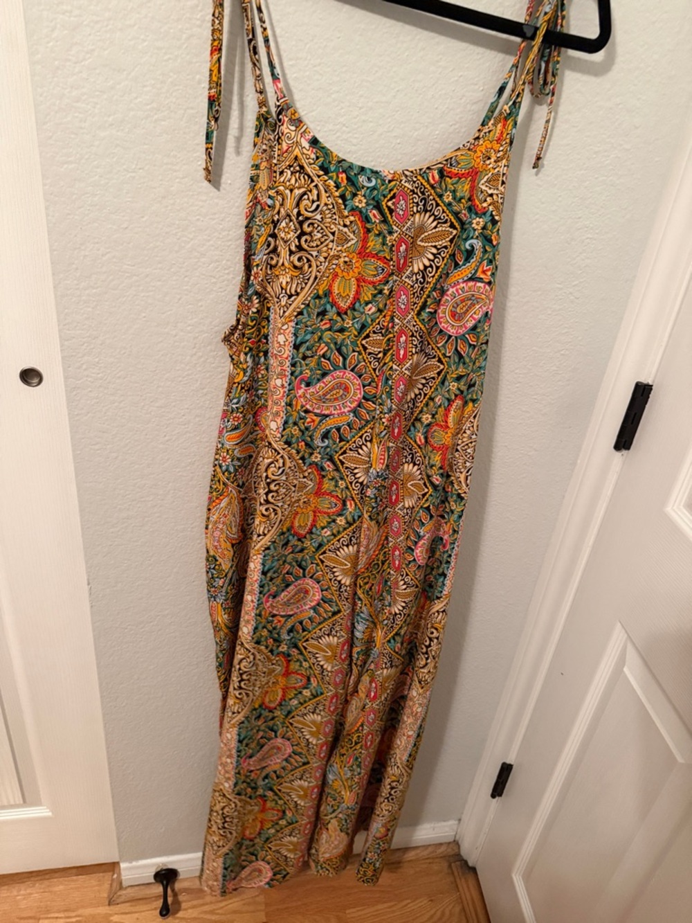 Boho Paisley Maxi Dress in Green and Gold